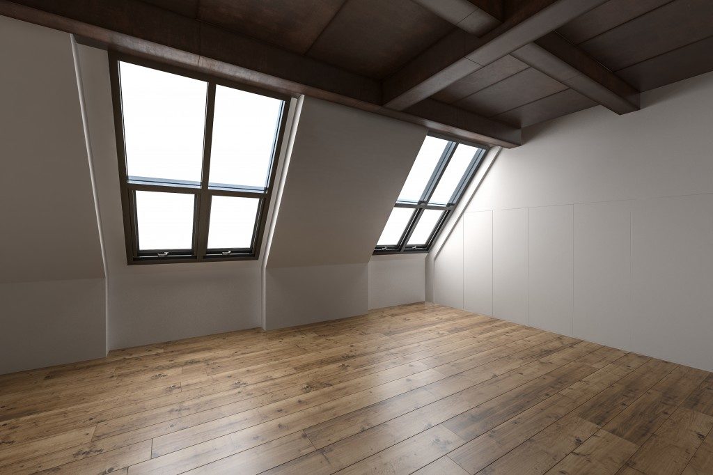 Attic with sloping windows